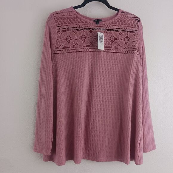 torrid Tops - Torrid Waffle Crochet Yoke foxglove Top size 0X